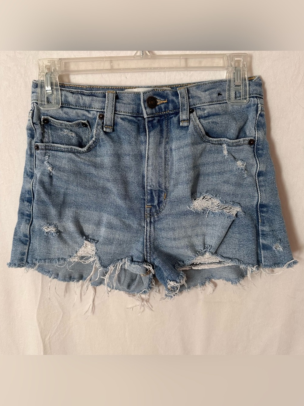 Abercrombie & Fitch Shorts Distressed Denim Blue Size 24/00R festival western